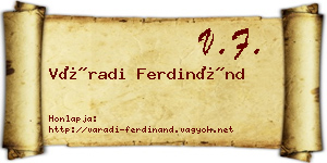 Váradi Ferdinánd névjegykártya