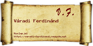 Váradi Ferdinánd névjegykártya